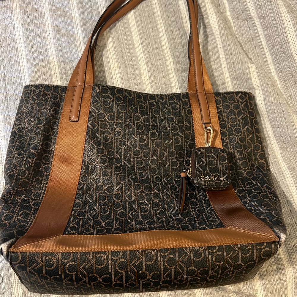 Calvin Klein Signature Black and Brown Tote